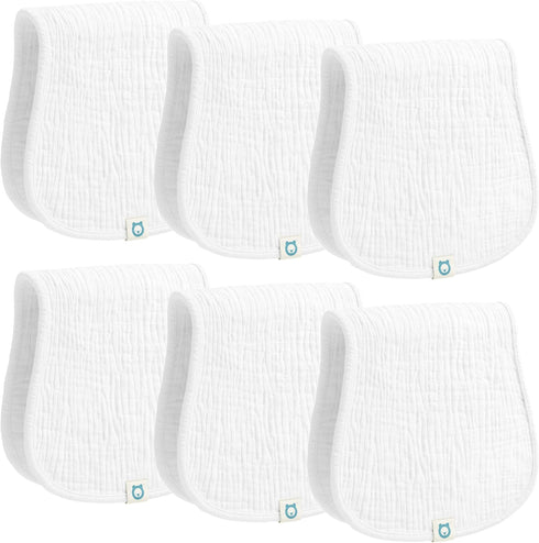 Muslin Burp Cloths Set, 6 Pieces, 100% Organic Cotton Hand Washcloths for