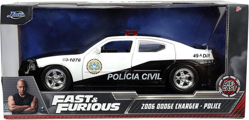 1:24 2006 Jada Fast & Furious Dodge Charger Police Car Die-Cast Car, Toys for Kids and Adults
