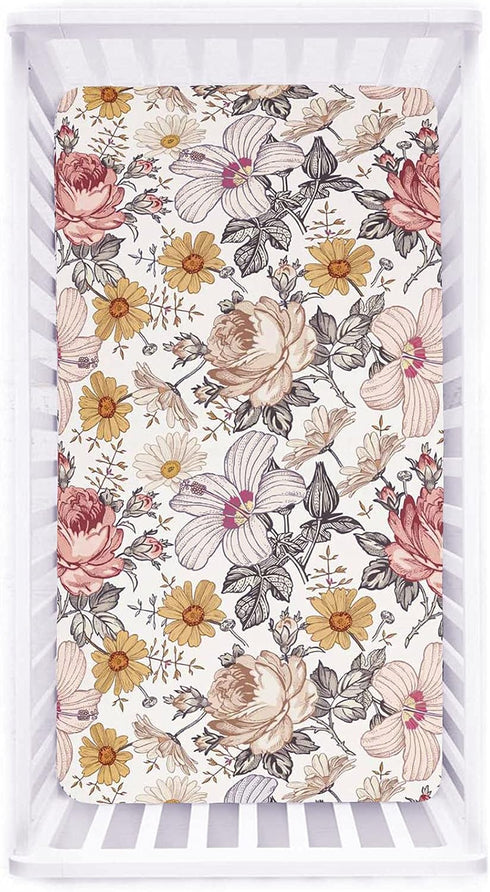 HNHUAMING Floral Crib Sheet,Baby Blanket,Changing Pad Covers
