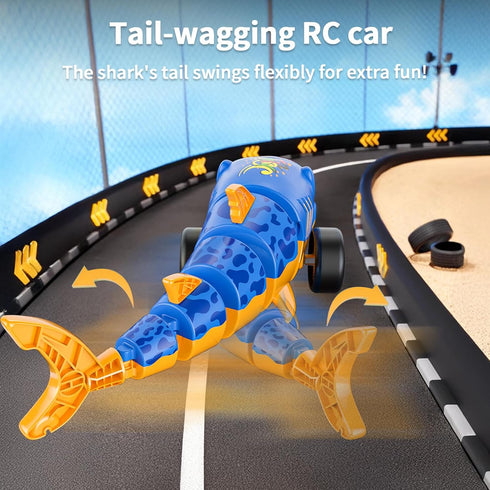 2.4Ghz 3 4 5 6 suangrc RC Shark Car Toy for Kids, Remote Control Shark with Swinging Tail, Shark Toy with LED Lights