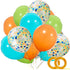 40 Pack Dinosaur Balloons, 12 Inch Orange Light Blue Fruit Green Latex with Confetti for Baby Shower Party