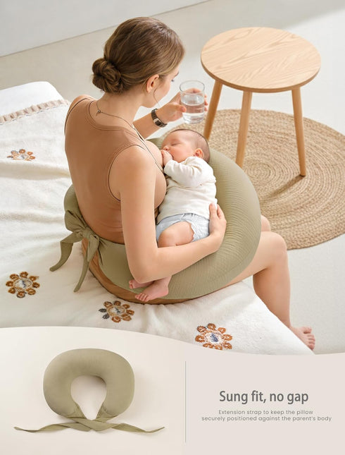 2-Pack lulumoon Muslin Nursing Pillow Covers - Cotton Slipcovers for Breastfeeding Pillow - Extended Adjustable Strap