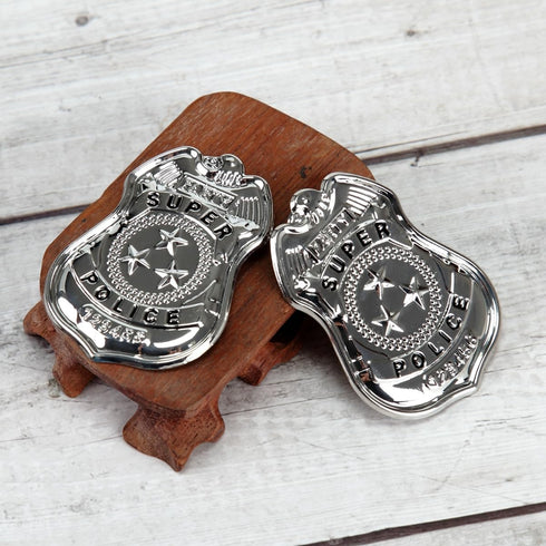 BinaryABC Metal Police Badges, 2PCS Police Role Play Brooch Props, Halloween Cop Cosplay Costume Accessory