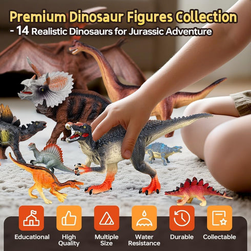 3-5 5-7, 14PCS Set 6 8 2 3 4 5 Drefirsa Dinosaur Toys for Kids Big Realistic Dinosaur Figure with Jumbo & Small