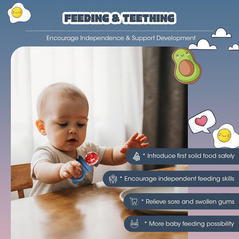 Set, 2 Packs Baby Food Feeder Fruit Feeder & Breastmilk Popsicle Molds Freezer Tray with Lid, Silicone Fruit Feeder