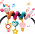 hahaland Car Seat Toys for Babies 0-6 Months Girl - Rattle, Mirror, Crinkle, Squeaky Stroller Toys for Development
