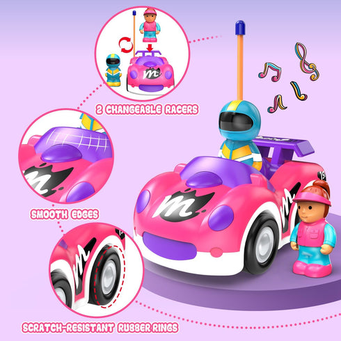 1-3, 3 2-4 Elovien Remote Control Car for Toddlers RC Race Toys for Year Old Girl, Radio Controlled Car with Lights