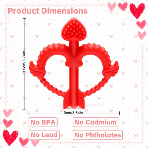0-36 Valentines Heart Baby Teething Toys for Babies Months, Easy for Little Hands to Hold,Cupid Bow and Arrow Soft