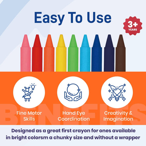 Set 144 (2-7/8"L 9/16" Chubby Crayons for Kids of Rainbow Crayons Classroom Supplies x Dia)