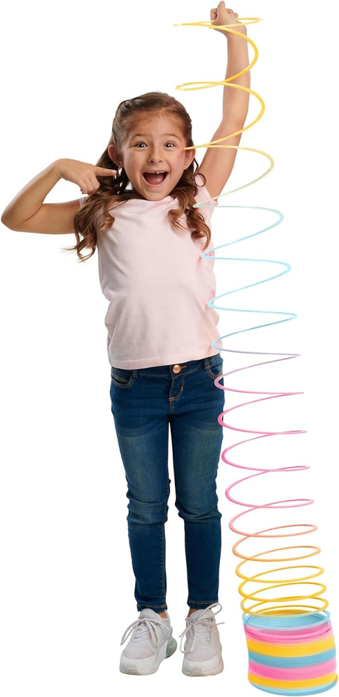 9-inch 7-inch 5 (Pack 2) Slinky Extreme Rainbow, Large Plastic Fidget Toy, Tall, Wide, Retro Spring Toy, Kids Toys