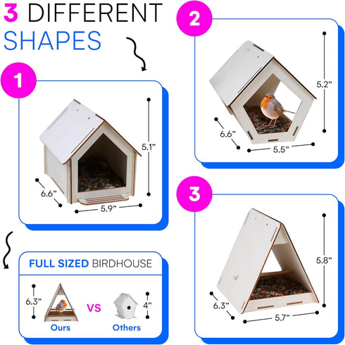 Neliblu Bird Houses to Paint for Kids - 12 Pc Wooden Plywood Set, Durable Material, Educational Fun, Child-Safe Crafts