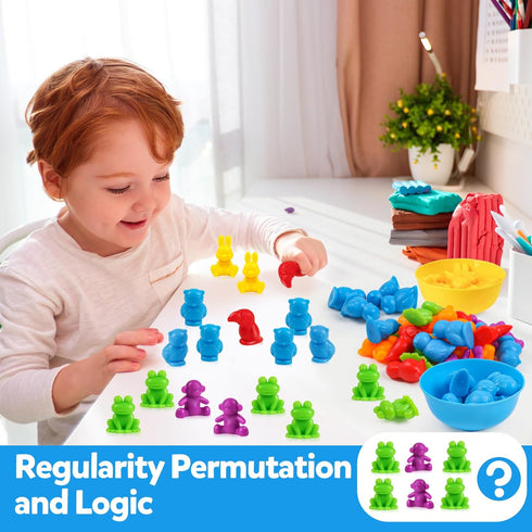 Counting Animals Matching Game with Sorting Bowls | Montessori Preschool Learning Toys for Kids - Zoo