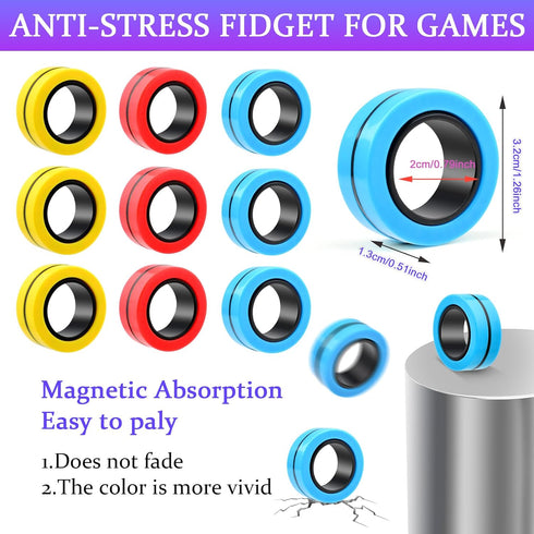 9 Set,ADHD 8+ Cevioce PCS Magnetic Ring Fidget Toys Anxiety Magnetic Fidget Toys Adults Boys,Coolest Fidget Spinner