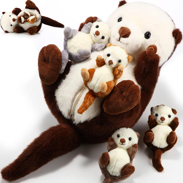Shappy 5 Pcs Sea Otter Stuffed Animals Large Mommy Sea Otter Stuffy