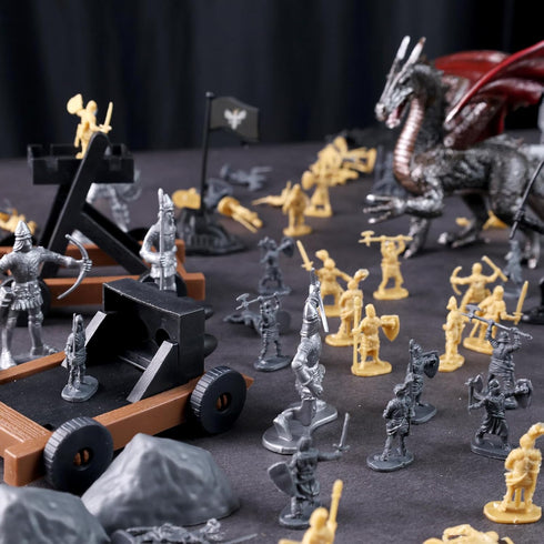 3 Otters 230PCS Medieval Dragon Toy Set, Soldier Army Figures DIY Assembled Model Kit for Kids