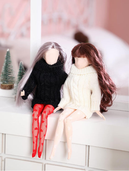 Sotiff 10 Pairs Doll Lace Stockings Handmade Long Sock Female Doll Socks Legging Casual Accessories for DIY Baby Doll Clothes Toy (Cute Style)