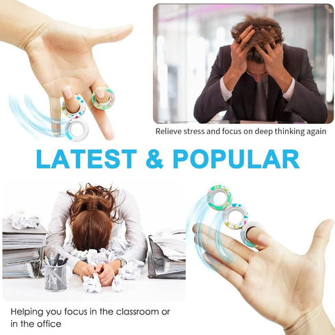 36Pcs Set Magnetic Rings Fidget Toys Spinner Prizes for Kids Classroom Party Favors,Finger Magnet Rings Endless Hours