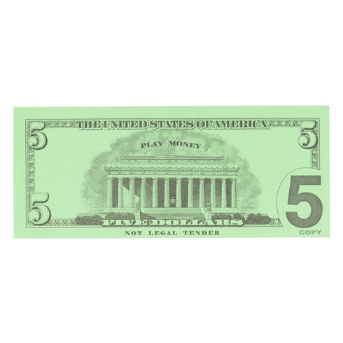 LEARNING ADVANTAGE Five Dollar Play Bills, Set of 100, $5 Paper Bills