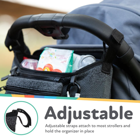 Nuby Eco Baby Stroller Organizer, Includes Carabiner, Black Accessories for Babies and Toddlers
