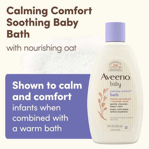 8 Oz Aveeno Baby Calming Comfort Bath & Wash with Relaxing Lavender & Vanilla Scents & Natural Oat Extract
