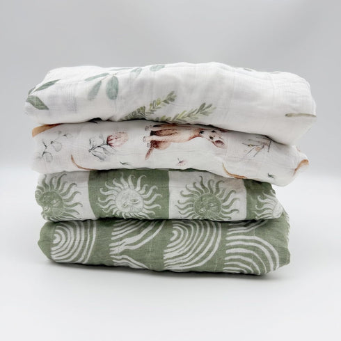 Hollyoo 100% Muslin Swaddle Blanket, Viscose Made from Bamboo Muslin Swaddle Blankets for Boys and Girls, Baby