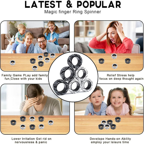 6 Set 8 9 10 11 12+ Cevioce PCS Magnetic Rings Fidget Toys for Adults Boys Teens,ADHD Anxiety Fidget Spinner Magnetic