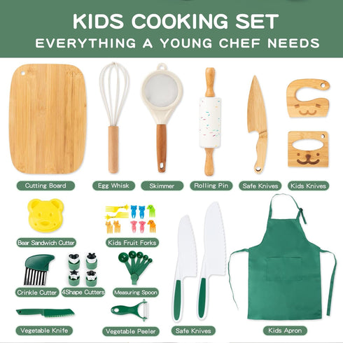 20 Set Set PCS Kids Safe Knife for Real Cooking, Montessori Kitchen Tools for Toddlers, Cooking & Baking for Little