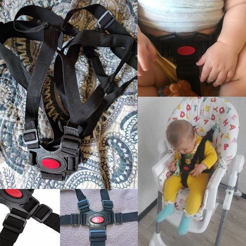 Seat Belt by AT - 5/3/2 Point Adjustable for Baby Kid Safe Strap for Stroller High Chair (Includes Shoulder Pads &