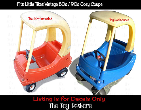 Toy Restore Replacement Stickers for Little Tikes VTG Original Cozy Coupe Car, Red