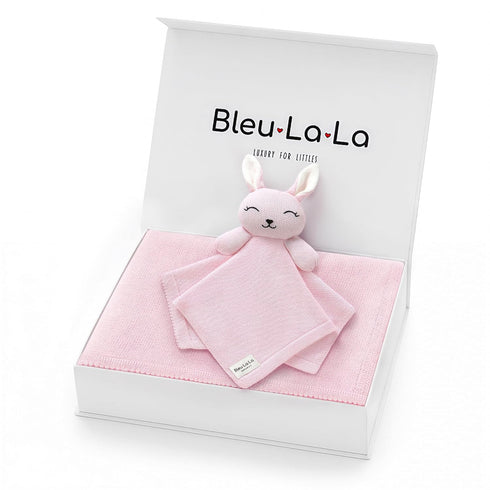 Baby Gift Set - Organic Cotton Newborn Blanket and Lovey Security Blanket