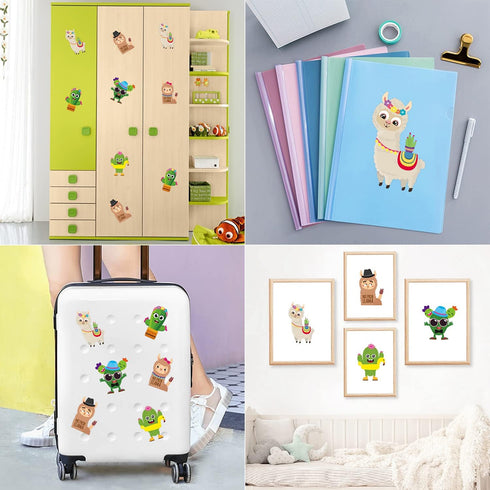 WATINC 36PCS Make Your Own Llama Cactus Stickers, DIY Art Cards Craft Game, Good Gift for School Kids