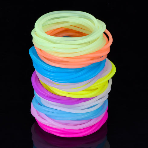 Hotop 100 Pcs 80s Multicolor Silicone Jelly Bracelets, Rainbow Glow Neon Stretchable, 80's Party Favor, Random Color