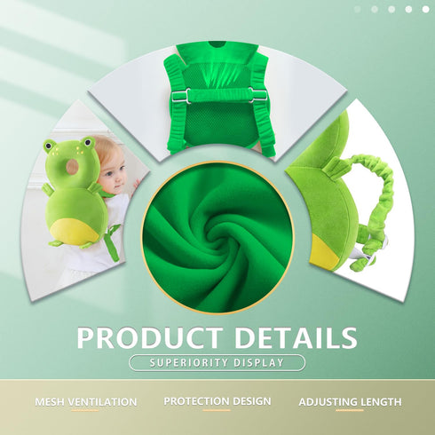 WKC Backpack Baby Head Protector,Adjustable Baby Head Protection (Frog)