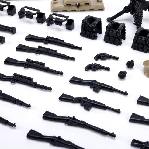 Weapons Pack Military Accessories, WWII Soldier Model Toys, Compatible with Mini Figure Brick Toy for Boys Age 3+