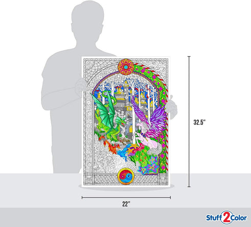 The Key - Giant Detailed Fantasy Coloring Poster, 22x32.5 Inches - Intricate Design for Kids, Teens, and Adults