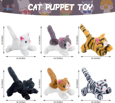 PASSIONFRUIT Plush Stuffed Toy Cat Set – Set of 6 Toys for Kids – 6 Inches Long – Soft & Vibrant Colors