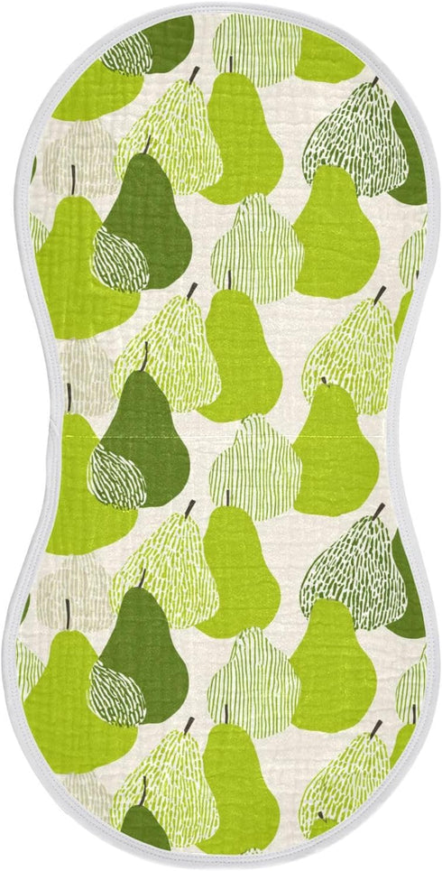 decor gift Cotton Muslin Burp Cloth Breathable Cartoon Green Pear Fruit Baby spit up