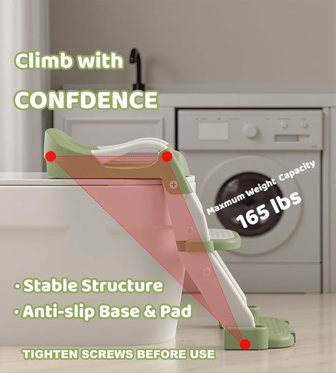MantisFist 2-in-1 1-3, Toddler Potty Training Toilet Seat with Step Stool Ladder Adjustable Height Potty Chair Urinal