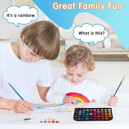 Watercolor Paint, 48 Colors Washable Paint Set, 6 Brushes, Drawing Pad, Palette for Kids Adults Artist Beginners