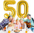 Number 50 and Gold Confetti Balloons, 40 Inch Gold Number 50 Balloon with 5PCS 12 Inch Gold Confetti Balloons