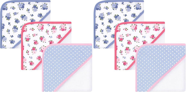 Luvable Friends Unisex Baby Cotton Terry Hooded Towels, Floral, One Size (Pack