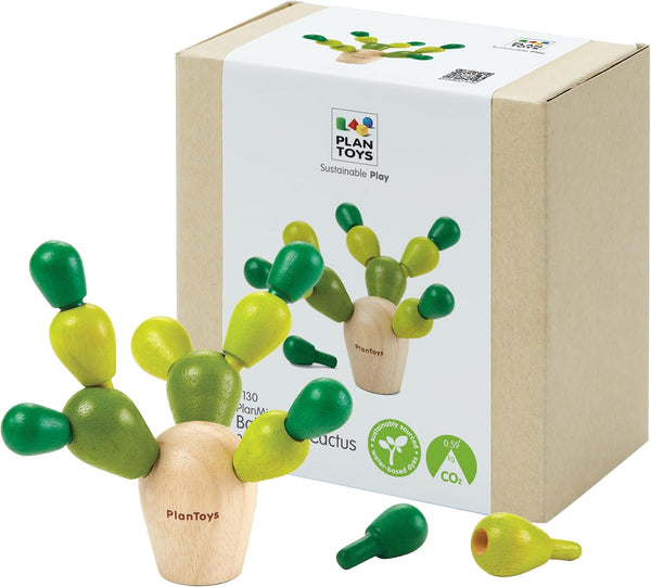 PlanToys Mini Balancing Cactus | Montessori Wooden Toy for Toddlers | STEM