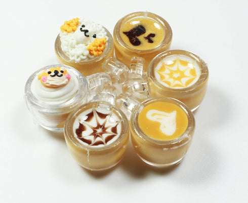 6 Mix Coffee Latte Art Dollhouse Miniature Tiny Beverage Accessories for Collectibles