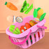 JASNKKONT 94 Set (45 Pcs Cutting Play Food for Kid Kitchen Items), Pretend Play Food with Shopping Basket, Fake Food
