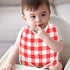 IHCVHQX 1 Pack Baby Feeding Bibs for Boys Girls Red Checkerboard Button Newborn Infant Bibs Teething Bib