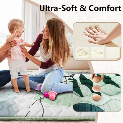 50x50 Baby Play Mat, Playpen Mat, Thick Soft Foam Playmats for Baby, Foldable and Washable Crawling Mat for Floor(Green
