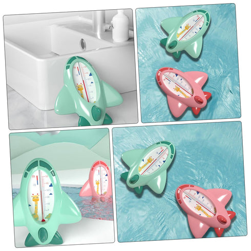 HAMPPLIES Bath Thermometer Cartoon Plane Shape Safe Water Temperature Measuring Tool Portable Green for Tub and Bath