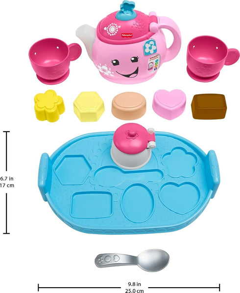 Set 18+ Fisher-Price Toddler Toy Laugh & Learn Sweet Manners Tea with Music & Lights for Educational Pretend Play Kids