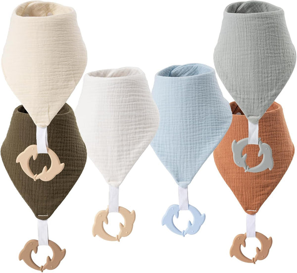 COOROBIN Baby Bandana Drool Bibs 6-pack - 100% Cotton Baby Bibs with Teether
