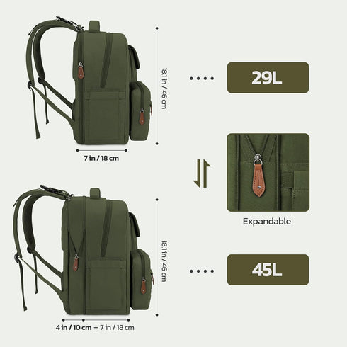 Bag,29L-45L Backpack 2 Large Diaper Expandable Diaper Bag for Kids/Twins Baby Stuff, with Removable Cross Body Bottle